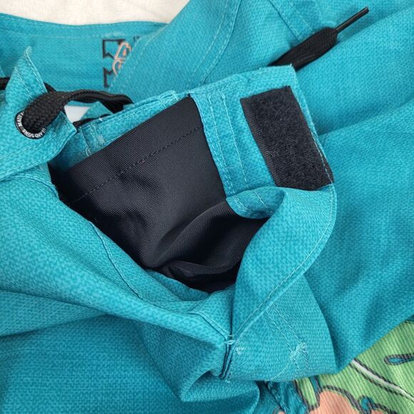 Maui and Sons aqua men's swim trunks pink green Hawaiian tropical print 36 - Picture 12 of 12